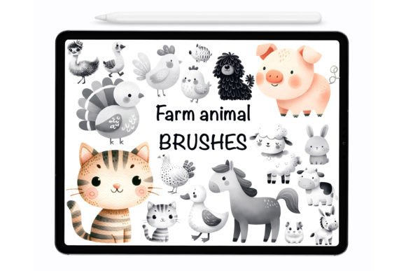 Download Farm Animals - Procreate Stamp Brushes - Premium Resources