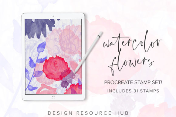 Download Watercolor Flowers Procreate Stamps - Procreate stamp Collection